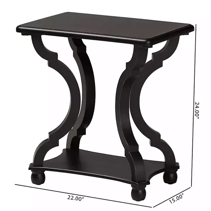 Black Hourglass Wood Accent Table