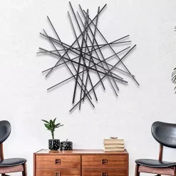Black Icilio Abstract Linear Wall Plaque