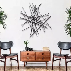 Black Icilio Abstract Linear Wall Plaque