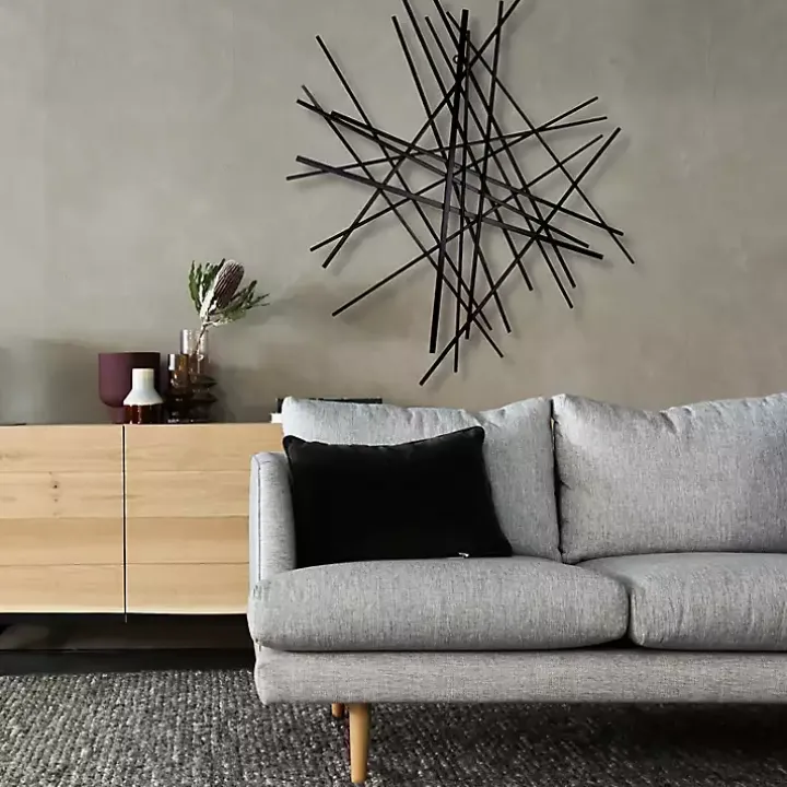 Black Icilio Abstract Linear Wall Plaque