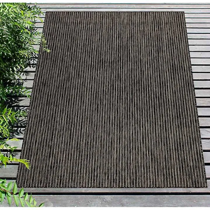 Black Intertwined Santal Outdoor Area Rug, 6x9