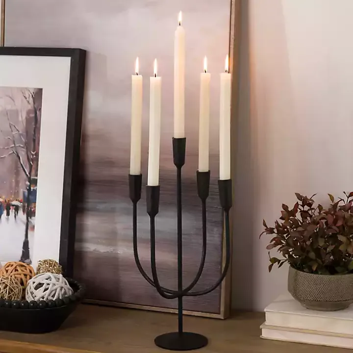 Black Iron 5-Arm Candelabra