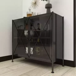 Black Iron X-Panel Cabinet