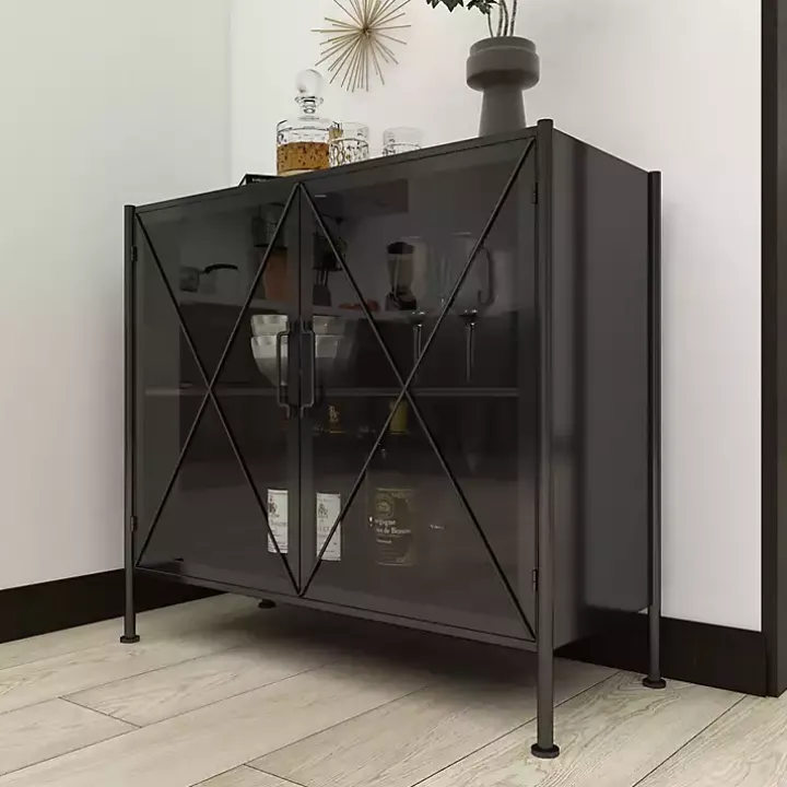 Black Iron X-Panel Cabinet