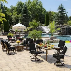 Black Leala Texture Outdoor Dining Chair Cushion