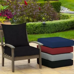 Black Leala Texture Outdoor Deep Seat Cushions