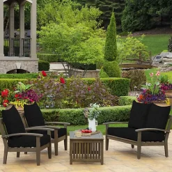 Black Leala Texture Outdoor Deep Seat Cushions