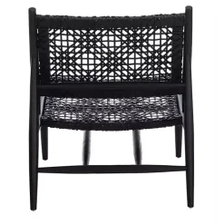 Black Leather Woven Accent Chair