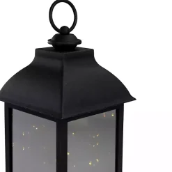 Black LED Flickering Fairy Lights Lantern, 12 in.