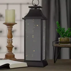Black LED Flickering Fairy Lights Lantern, 19 in.