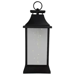 Black LED Flickering Fairy Lights Lantern, 16 in.