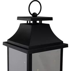 Black LED Flickering Fairy Lights Lantern, 16 in.