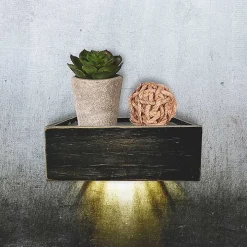 Black LED Floating Shelf with Remote, 7 in.