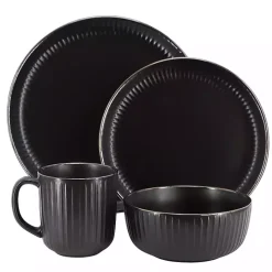 Black Leo Stoneware 16-pc. Dinnerware Set