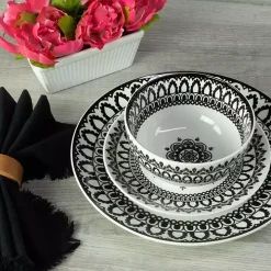 Black Lila Patterned 12-pc. Dinnerware Set
