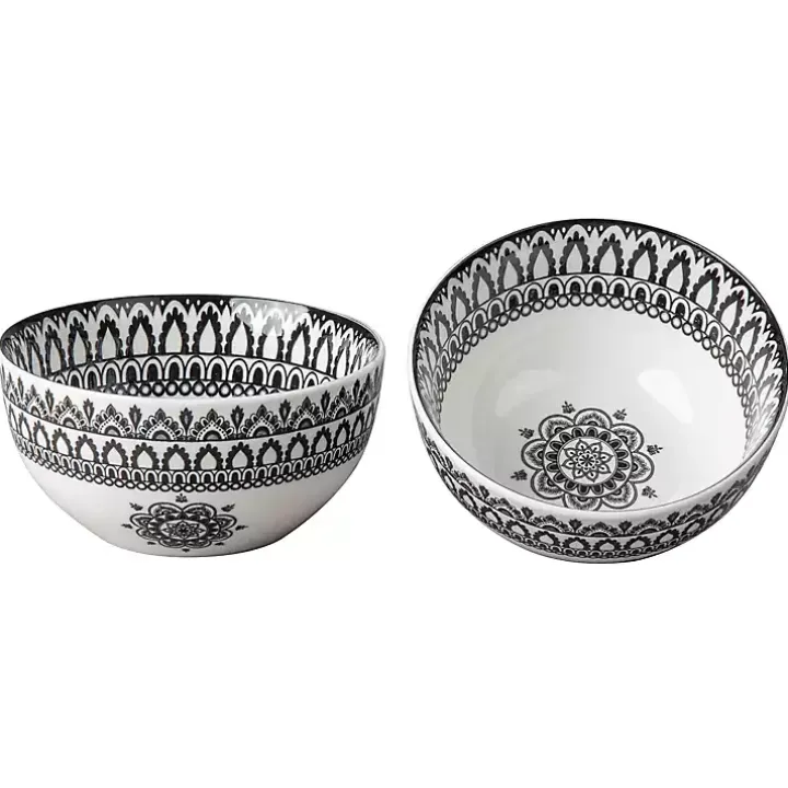 Black Lila Patterned 12-pc. Dinnerware Set