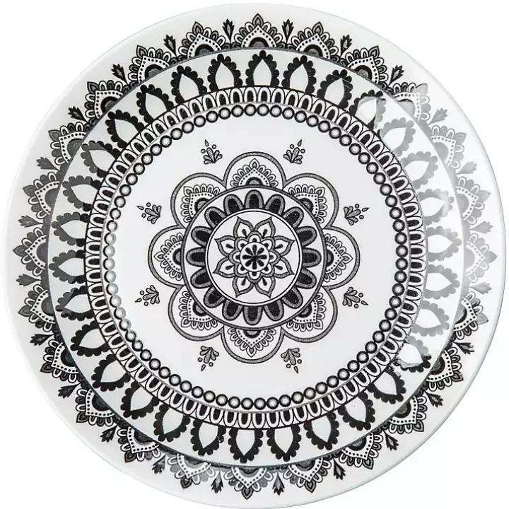 Black Lila Patterned 12-pc. Dinnerware Set