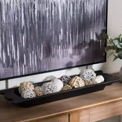 Black Mango Wood Trough Bowl