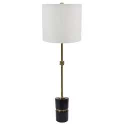 Black Marble and Gold Metal Buffet Lamp