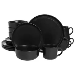 Black Matte Double Line 16-pc. Dinnerware Set