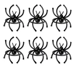 Black Matte Spider Napkin Rings, Set of 6