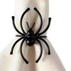 Black Matte Spider Napkin Rings, Set of 6