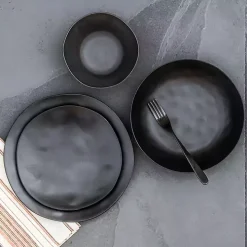 Black Melamine Santal Cereal Bowls, Set of 6