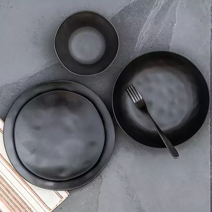 Black Melamine Santal Cereal Bowls, Set of 6