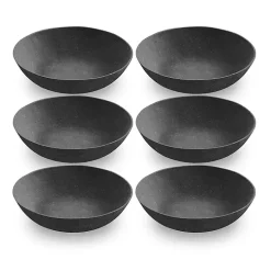 Black Melamine Santal Dinner Bowls, Set of 6