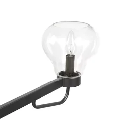 Black Metal & Bowl Glass Shade 6-Light Chandelier