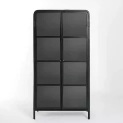 Black Metal & Glass 2-Door Bentley Cabinet
