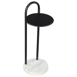 Black Metal & Marble Loop Accent Table