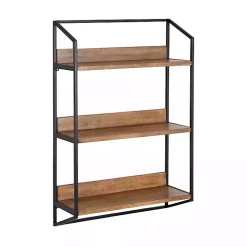 Black Metal & Rustic Wood Tiered Wall Shelf