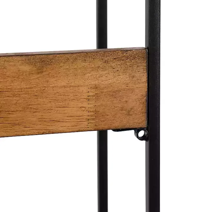 Black Metal & Rustic Wood Tiered Wall Shelf
