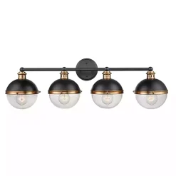 Black Metal and Glass 4-Globe Vanity Light