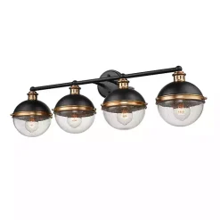 Black Metal and Glass 4-Globe Vanity Light