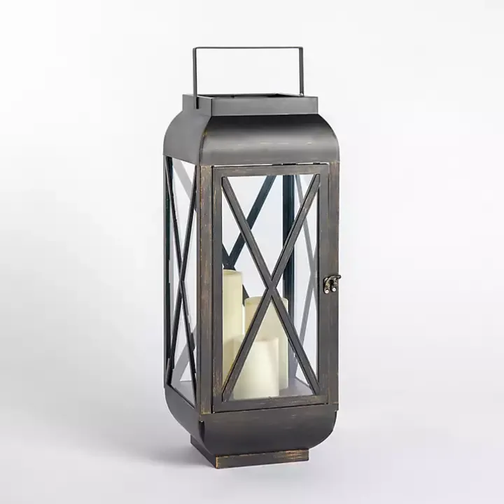 Black Metal and Glass Thomas Lantern, 24 in.