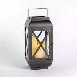 Black Metal and Glass Thomas Lantern, 20 in.