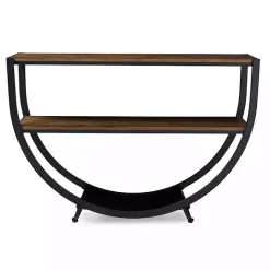 Black Metal and Rustic Wood Modern Console Table