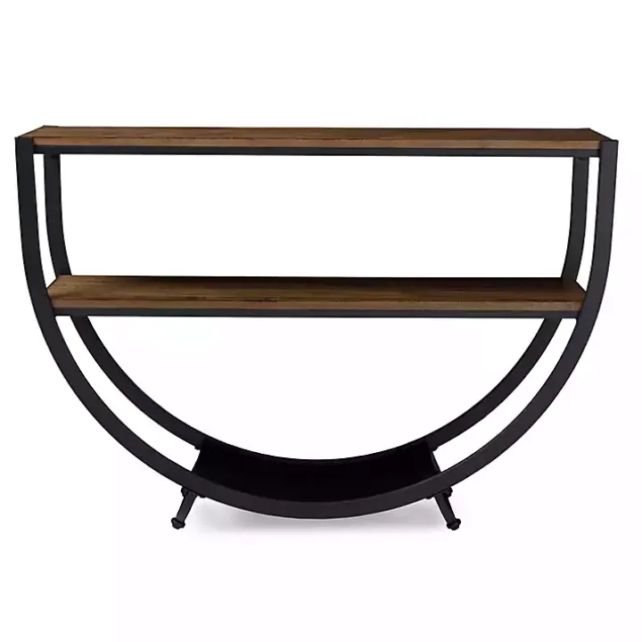 Black Metal and Rustic Wood Modern Console Table