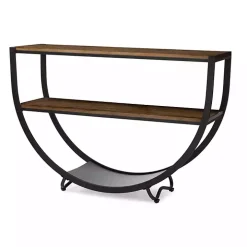Black Metal and Rustic Wood Modern Console Table