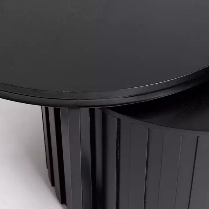 Black Metal and Wood 2-pc. Storage Nesting Tables