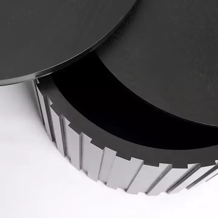 Black Metal and Wood 2-pc. Storage Nesting Tables