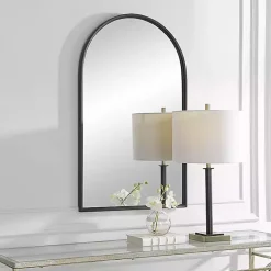 Black Metal Arch Frame Wall Mirror