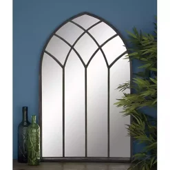 Black Metal Arch Framed Mirror