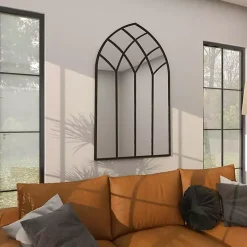 Black Metal Arch Framed Mirror
