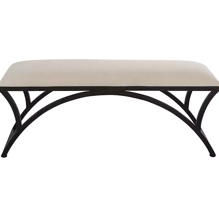 Black Metal Arched Frame Upholstered Bench