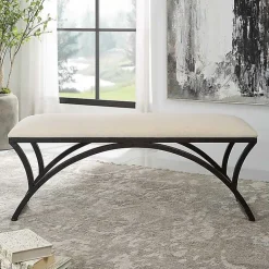 Black Metal Arched Frame Upholstered Bench