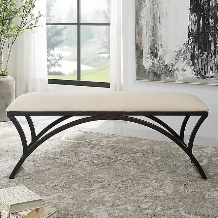 Black Metal Arched Frame Upholstered Bench