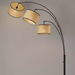 Black Metal 3-Arm Arched Floor Lamp